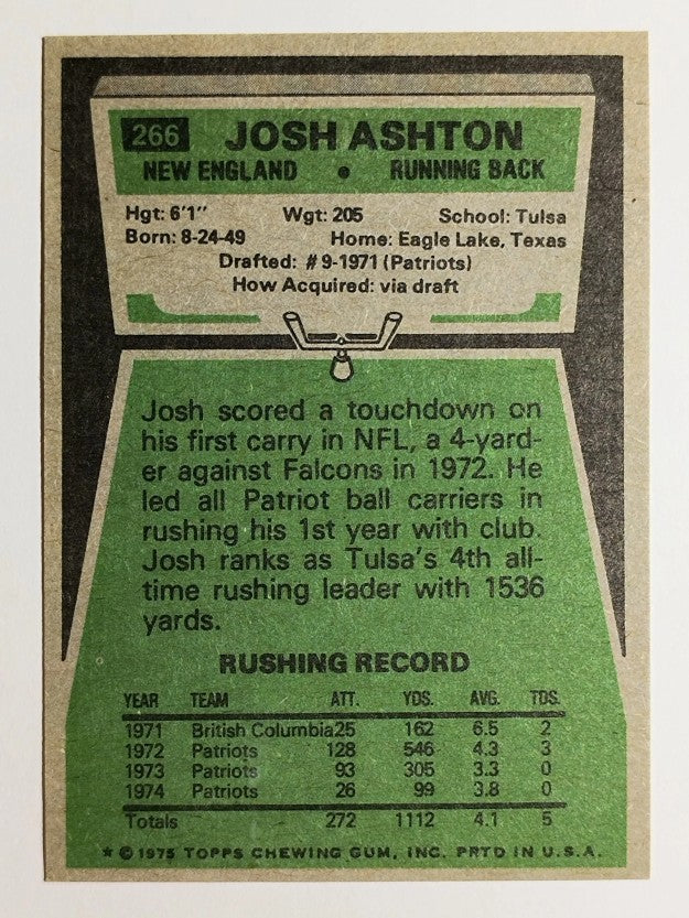 1975 Topps #266 Josh Ashton (MINT)