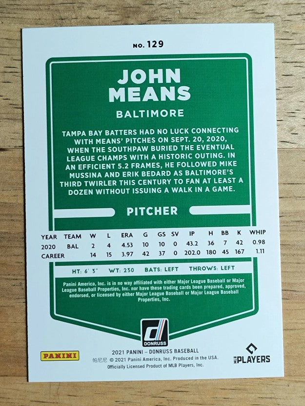 2021 Donruss #129 John Means