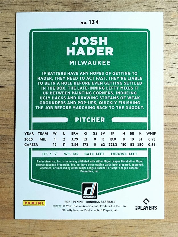 2021 Donruss #134 Josh Hader
