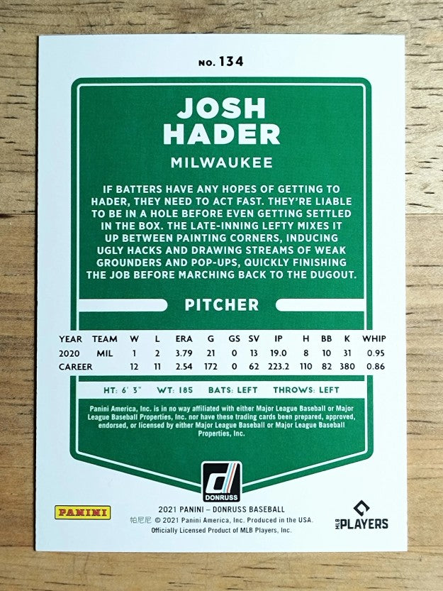 2021 Donruss #134 Josh Hader