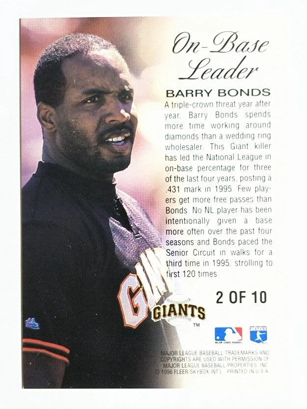1996 Ultra On-Base Leaders #2 Barry Bonds