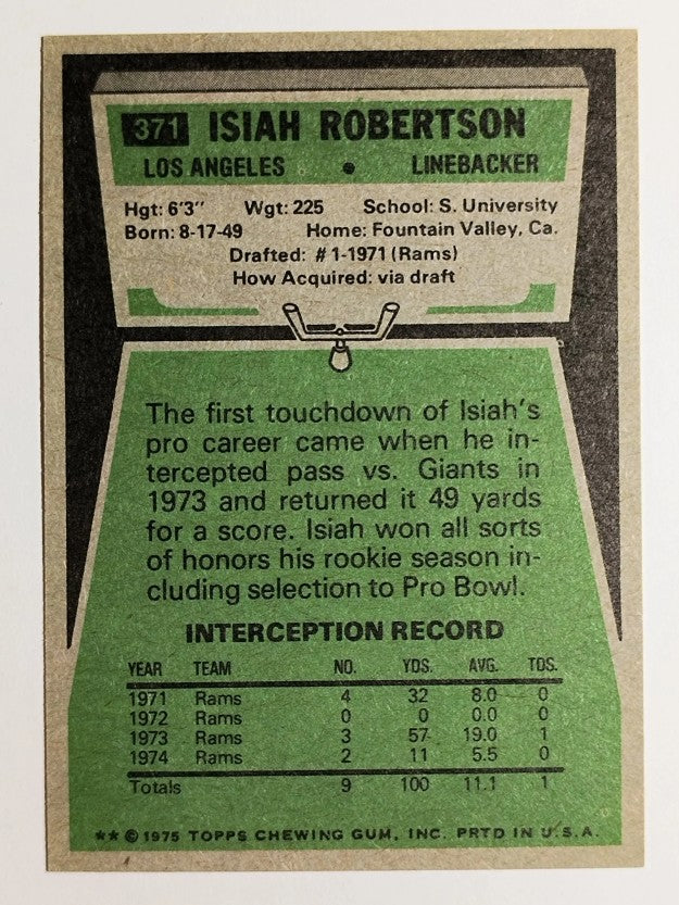 1975 Topps #371 Isiah Robertson (MINT)
