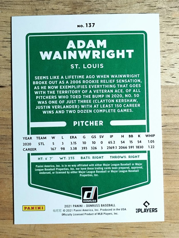2021 Donruss #137 Adam Wainwright