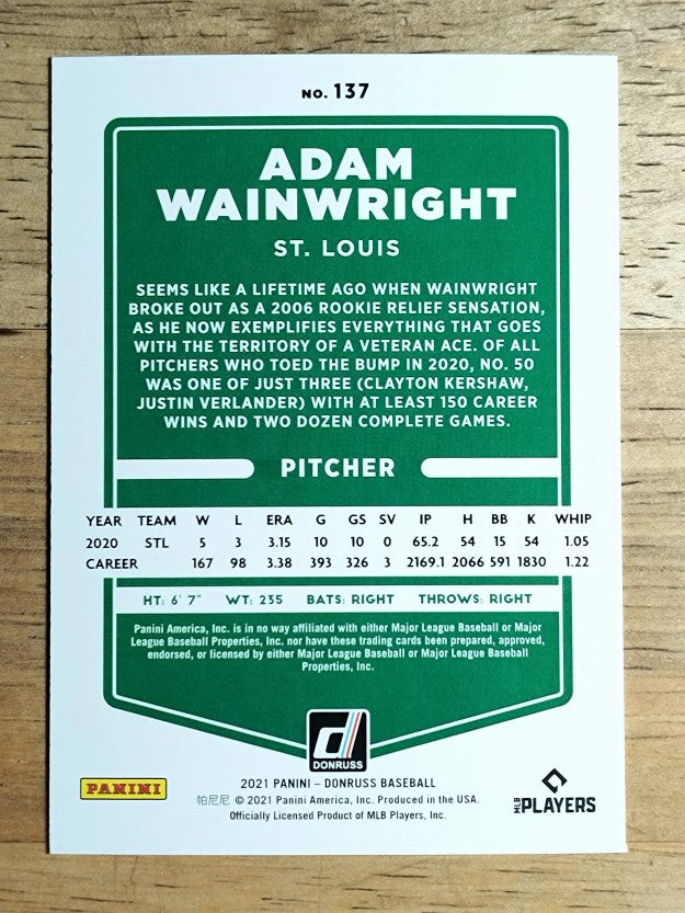 2021 Donruss #137 Adam Wainwright