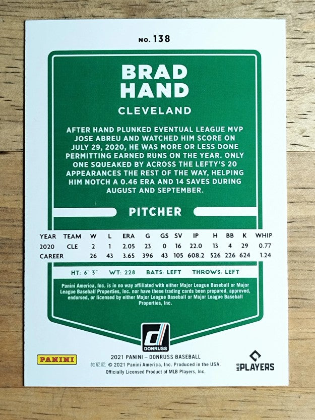 2021 Donruss #138 Brad Hand