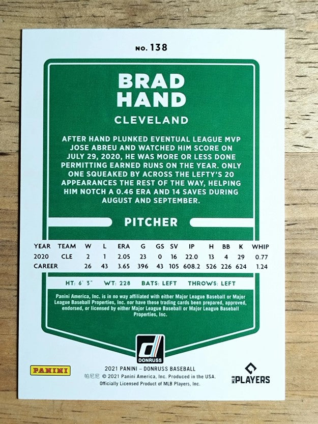 2021 Donruss #138 Brad Hand