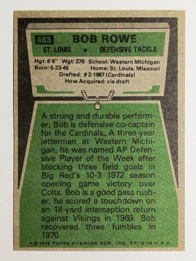 1975 Topps #483 Bob Rowe (MINT)