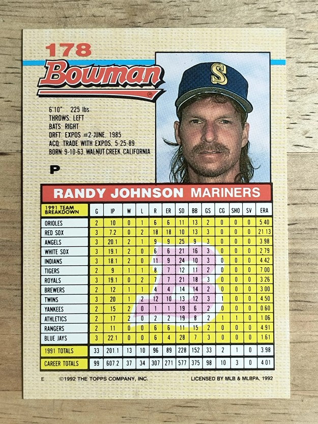 1992 Bowman #178 Randy Johnson