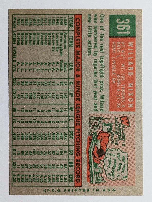 1959 Topps #361 Willard Nixon (NMMT)
