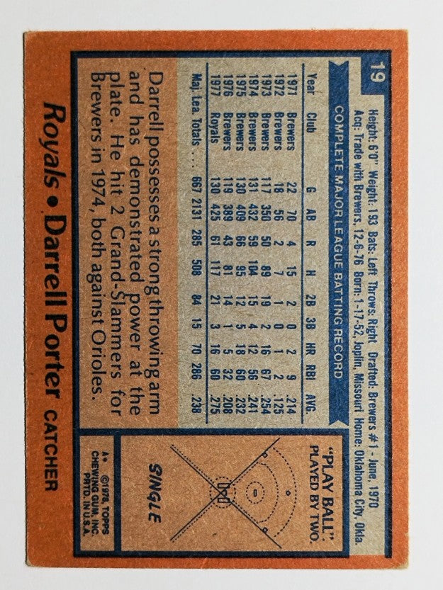 1978 Topps #19 Darrell Porter (VG)