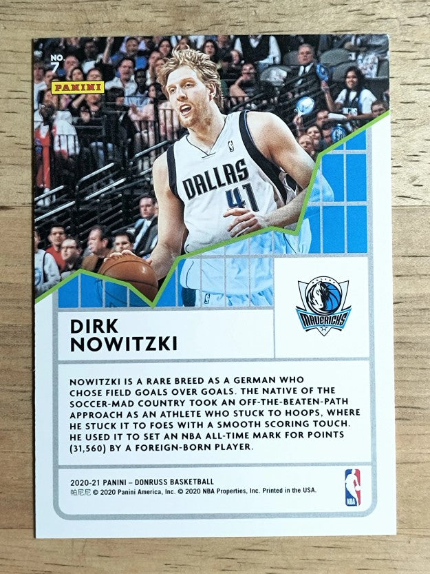 2020-21 Donruss All Time League Leaders Green Flood #7 Dirk Nowitzki
