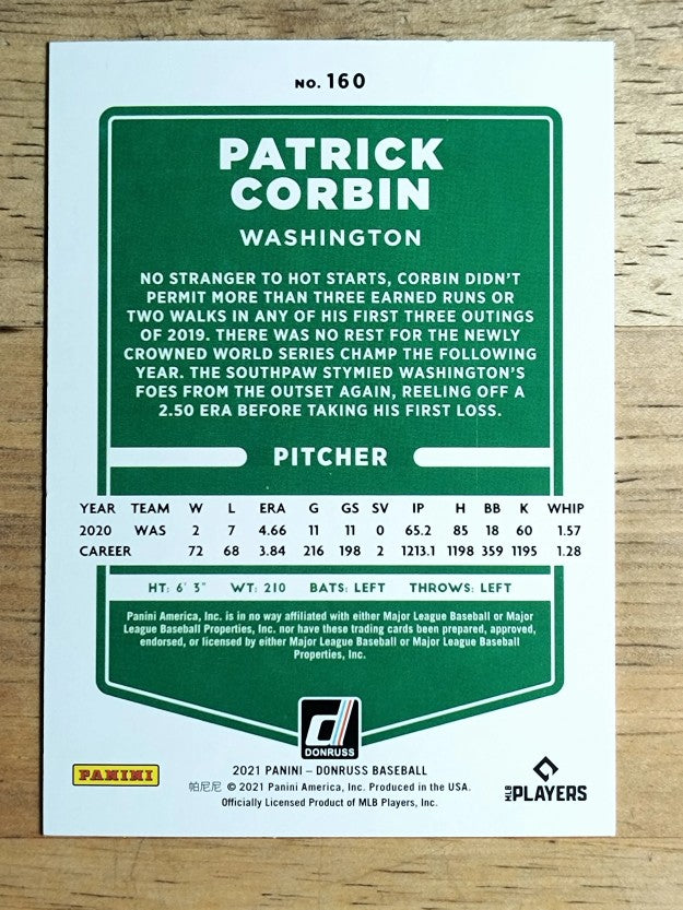 2021 Donruss #160 Patrick Corbin
