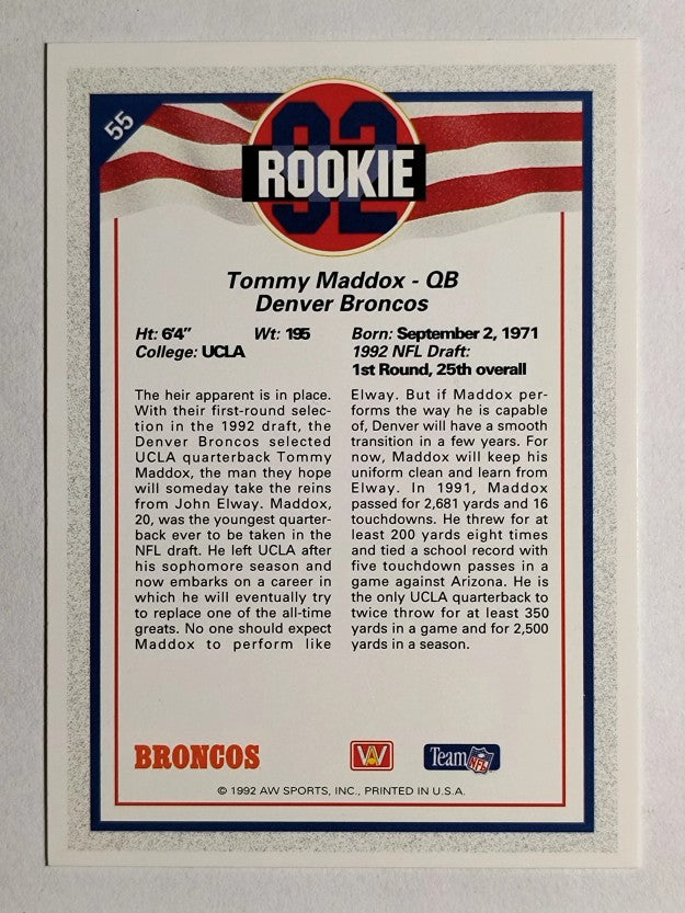 1992 All World #55 Tommy Maddox RC