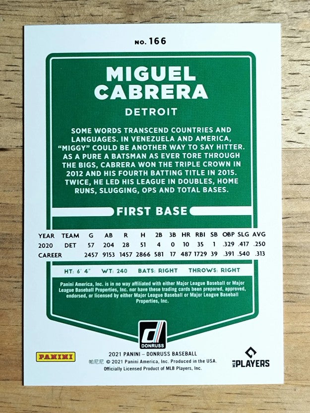 2021 Donruss #166 Miguel Cabrera