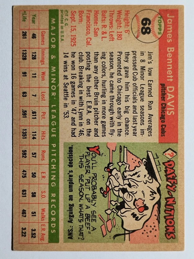 1955 Topps #68 Jim Davis RC (VGEX)