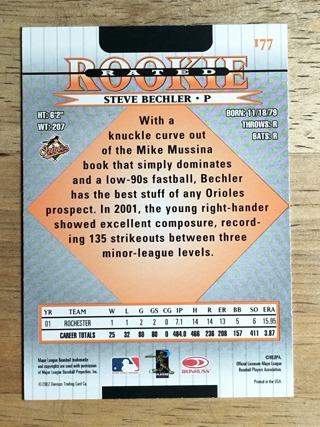 2002 Donruss #177 Steve Bechler RR RC