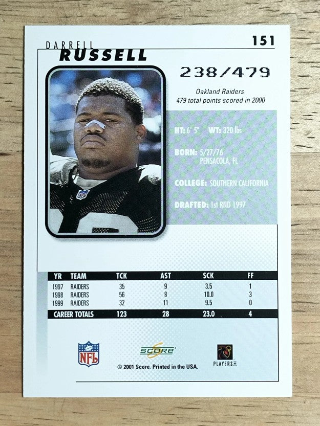 2001 Score Scorecard #151 Darrell Russell/479