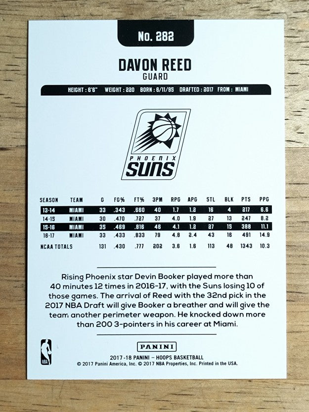 2017-18 Hoops #282 Davon Reed RC