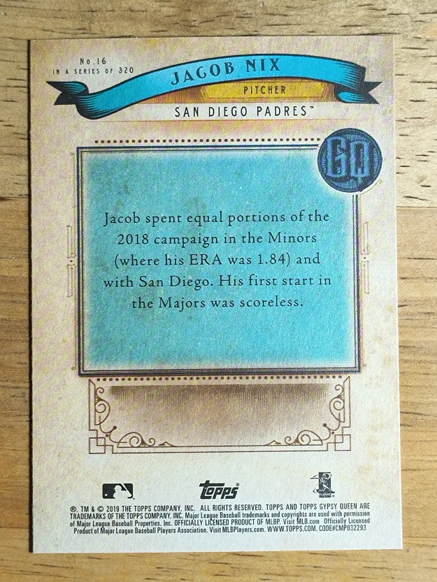 2019 Topps Gypsy Queen #16 Jacob Nix RC