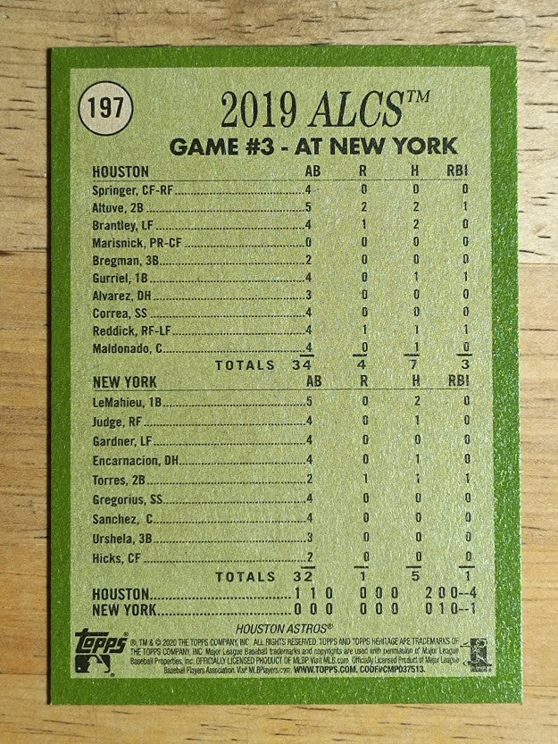 2020 Topps Heritage #197 Gerrit Cole PO HL