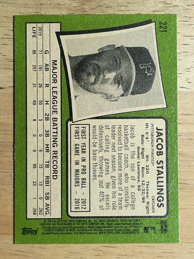 2020 Topps Heritage #221 Jacob Stallings RC