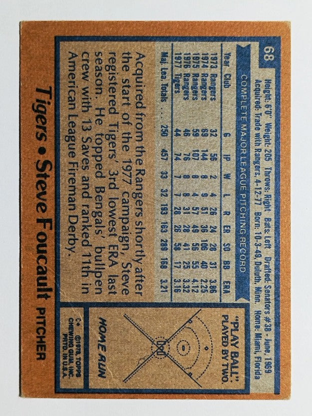 1978 Topps #68 Steve Foucault DP (GOOD)