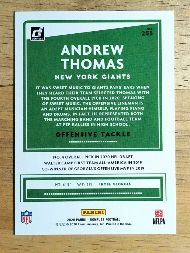 2020 Donruss #253 Andrew Thomas RC