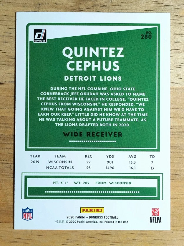 2020 Donruss #280 Quintez Cephus RC