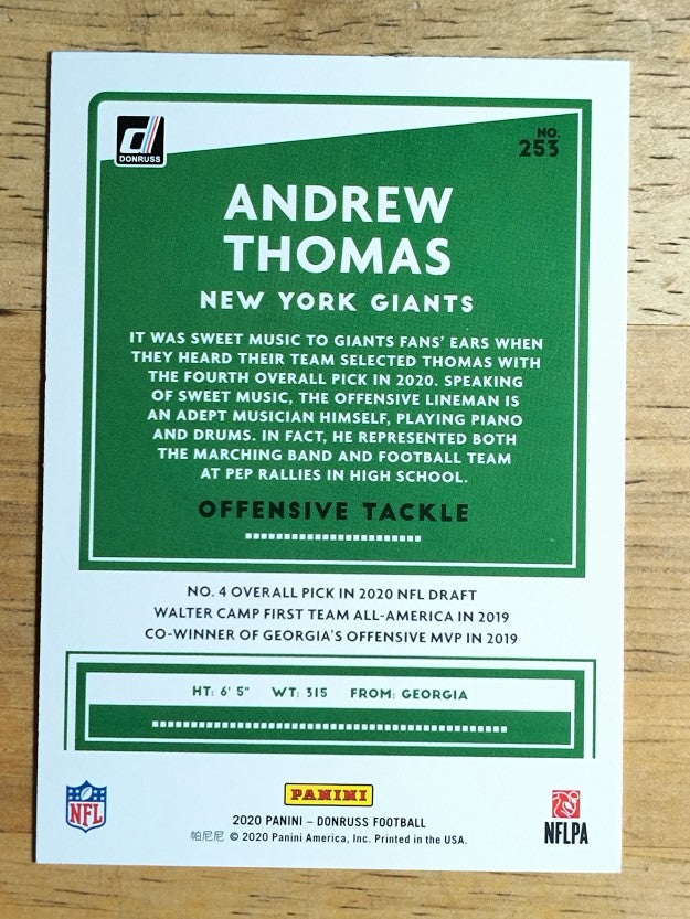 2020 Donruss #253 Andrew Thomas RC