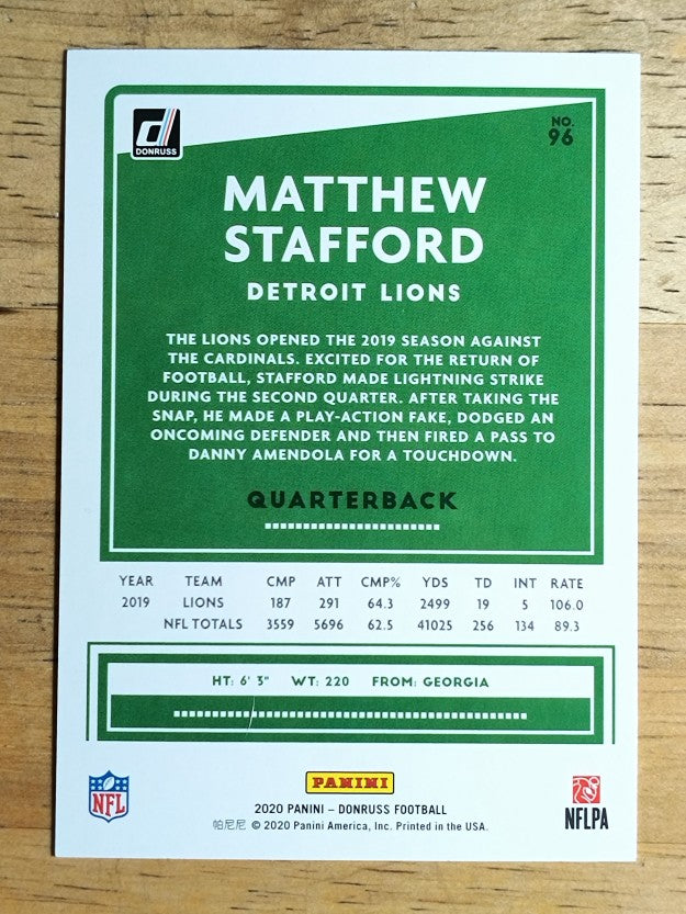 2020 Donruss #96A Matthew Stafford