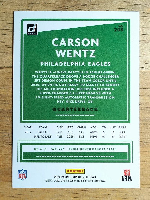 2020 Donruss #205A Carson Wentz