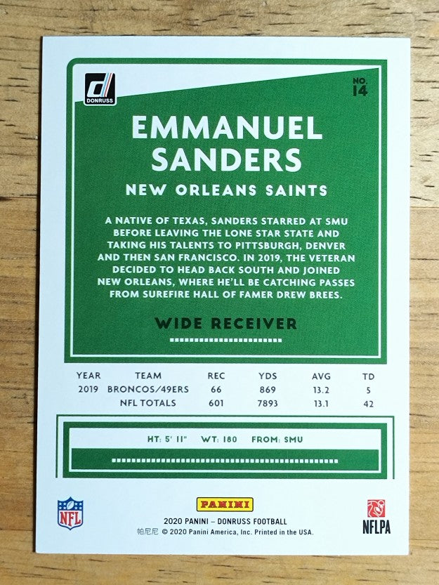 2020 Donruss #14 Emmanuel Sanders