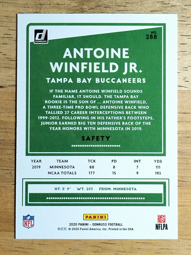 2020 Donruss #288 Antoine Winfield Jr. RC