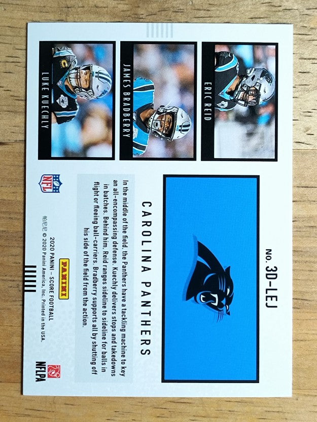 2020 Score 3D #6 Luke Kuechly/James Bradberry/Eric Reid