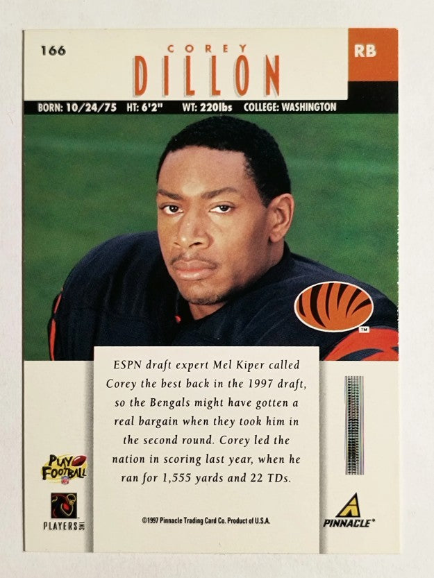 1997 Pinnacle #166 Corey Dillon RC