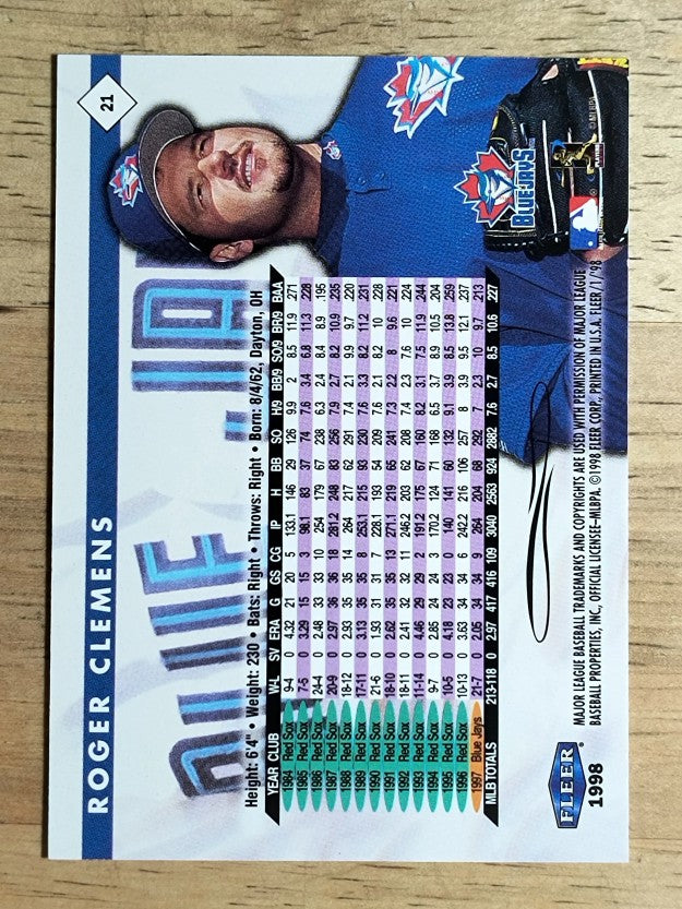 1998 Fleer Tradition #21 Roger Clemens