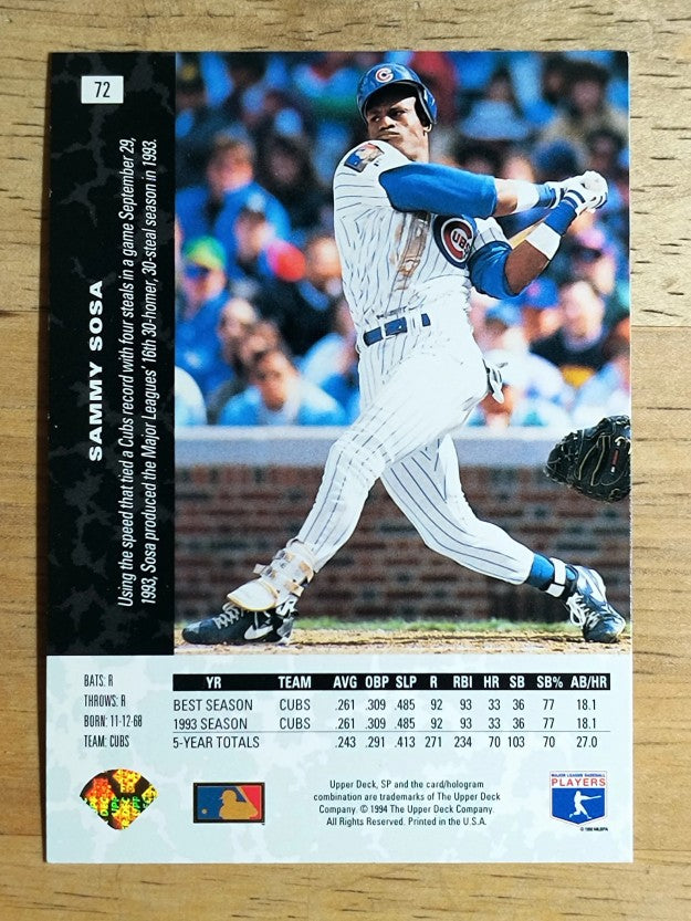 1994 SP #72 Sammy Sosa