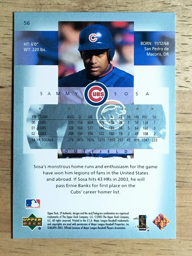 2003 SP Authentic #56 Sammy Sosa