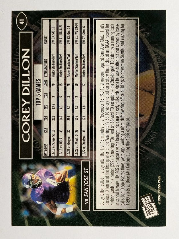 1997 Press Pass Torquers Blue #41 Corey Dillon