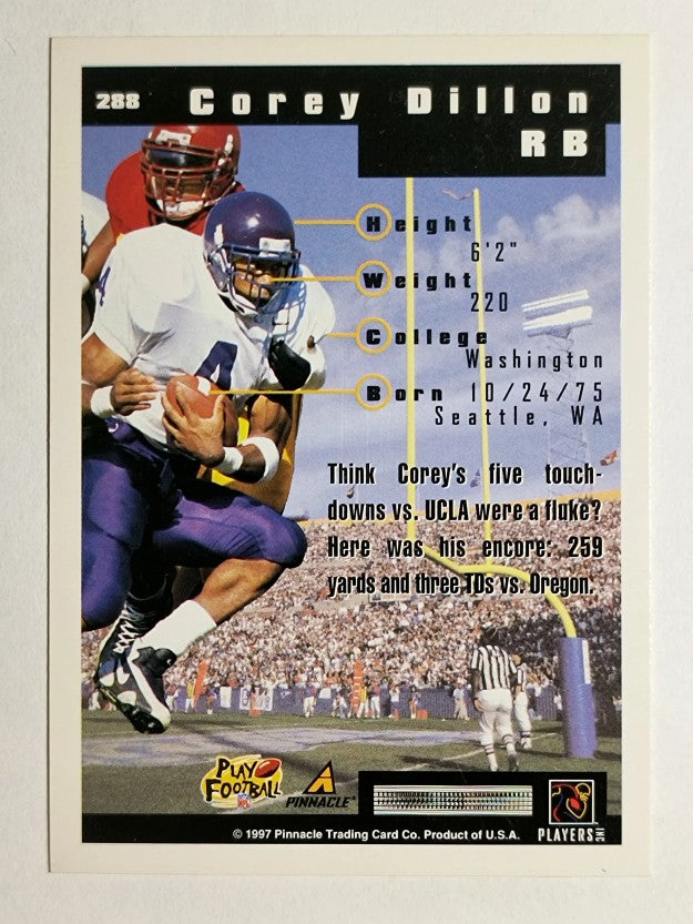 1997 Score #288 Corey Dillon RC