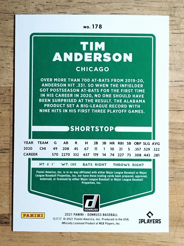 2021 Donruss #178 Tim Anderson