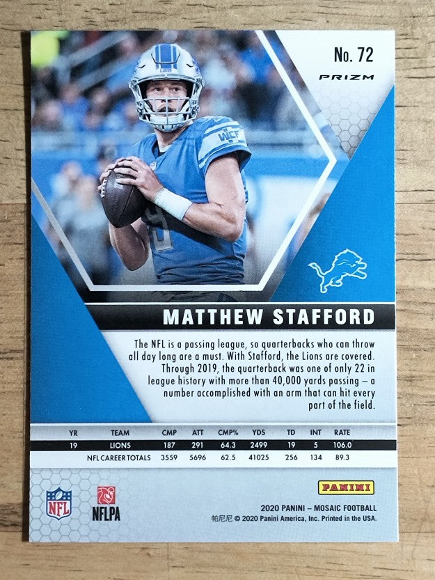 2020 Panini Mosaic Mosaic Green #72 Matthew Stafford
