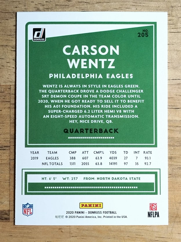 2020 Donruss #205A Carson Wentz
