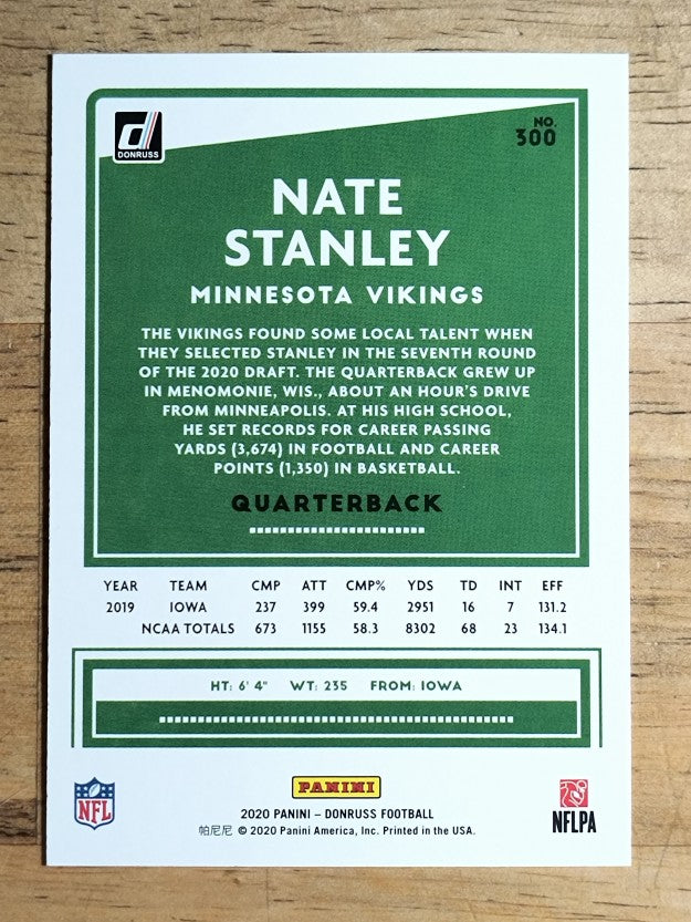 2020 Donruss #300 Nate Stanley RC