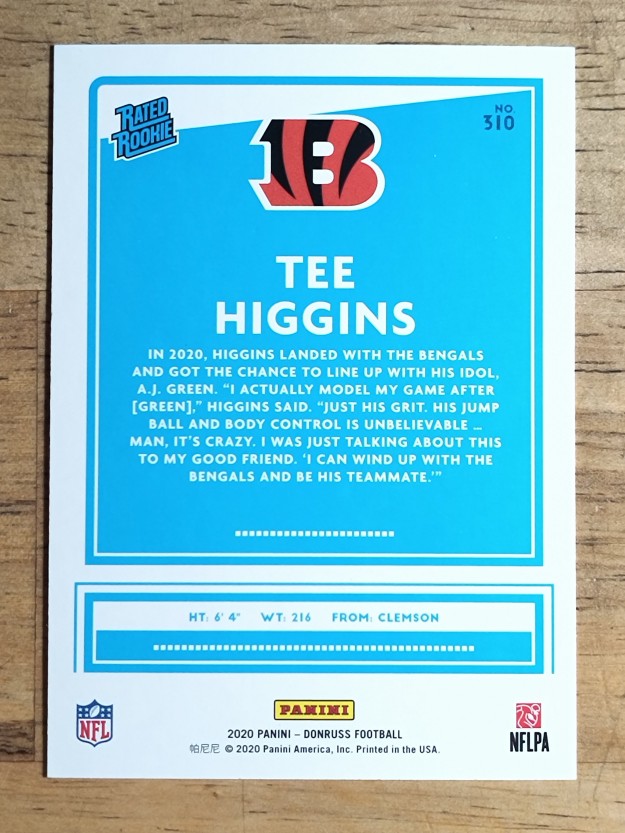 2020 Donruss #310 Tee Higgins RR RC