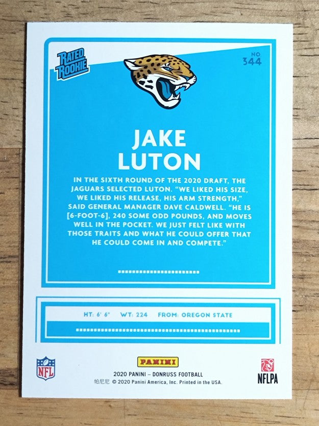 2020 Donruss Press Proof Yellow #344 Jake Luton RR