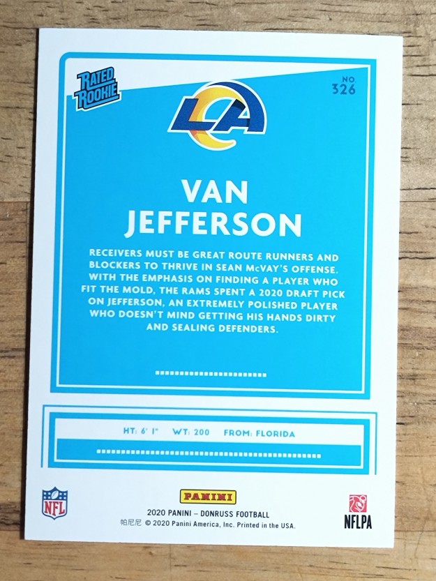 2020 Donruss Press Proof Yellow #326 Van Jefferson RR