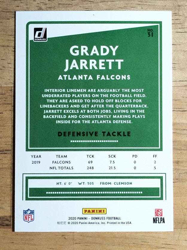 2020 Donruss Press Proof Yellow #31 Grady Jarrett