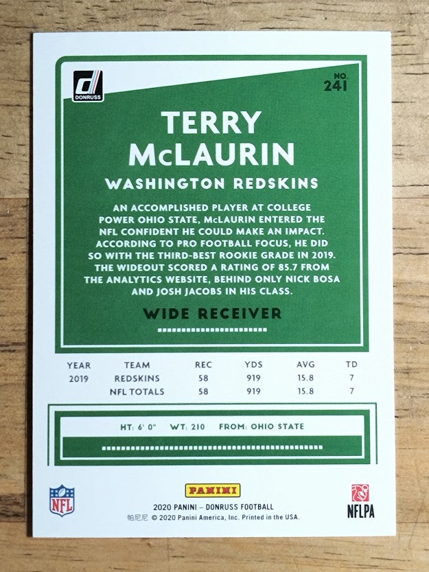 2020 Donruss Press Proof Yellow #241A Terry McLaurin