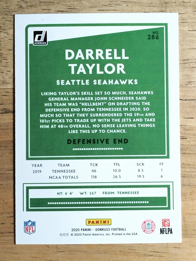 2020 Donruss Press Proof Yellow #286 Darrell Taylor